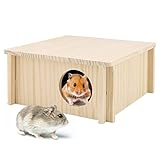 Hamster Holzhaus mehrkammernhaus Hamster Holz Meerschweinchen Haus für Käfig Haustier Holzhaus 2...