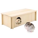 Hamster Holzhaus mehrkammernhaus Hamster Holz Meerschweinchen Haus für Käfig Haustier Holzhaus 2...