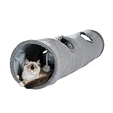 OHANA Schön Faltbar Katzentunnel Katzenspielzeug mit Ball Rascheltunnel für Katzen Welphln...