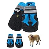 Hundeschuhe,4 STK wasserdichte Hundeschuhe mit reflektierenden Riemen Anti-Rutsch-Sohle Outdoor...