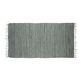 Relaxdays Flickenteppich grau 70 x 140 cm mit Fransen 100 % Baumwolle, einfarbig, Fleckerlteppich,...