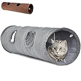 LeerKing Katzentunnel Katzenspielzeug Faltbar Spieltunnel Knisternder Rascheltunnel für alle Katzen...