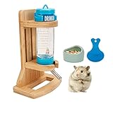 Hamster Trinkflasche mit Ständer, Einstellbar Holz Meerschweinchen Wasserspender Ständer Hamster...