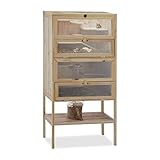 Relaxdays Hamsterkäfig aus Holz, 3 Etagen, Klappen, Sichtfenster, Gitterdach, Nagerkäfig XXL, HBT:...