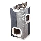 TRIXIE Moderner Kratzturm für Katzen 'Cat Tower Jorge, 40 x 40 x 78 cm, anthrazit/lichtgrau/grau'-...