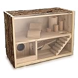Navaris Hamsterhaus zweistöckig aus Holz - 39 x 20 x 27,5cm - Häuschen für Mäuse Degu Ratten...
