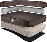 Knuffelwuff Orthopädisches Eck Hundebett Winslow aus Laser-gestepptem Kunstleder L 85 x 63cm Lehne...