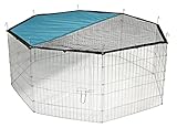 Kerbl Freigehege für Kleintiere mit Tür und Netz, Sonnenschutz, Metallgitter verzinkt, Freilauf...