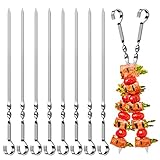 20 Stück Schaschlikspieße Edelstahl, 30cm Lange Grillspieße Kebab Spieße, Wiederverwendbare...