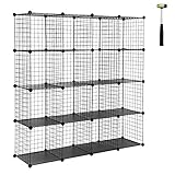 WOLTU Regalsystem Steckregal DIY Schuhregal Individuell Aufstellbar 16 Fächer aus Drahtgitte 148 x...