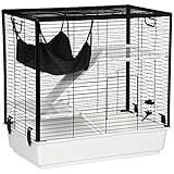 PawHut Kleintierkäfig Kleintiergehege Nagerkäfig Freigehege mit Rampe und Hängematte Stahl Alu...