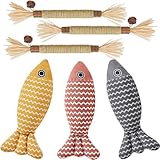 MarverFace Katzenminze Spielzeug 6 Stück, 20CM Katzenminze Spielzeug Fisch Form, 3 Matatabi...