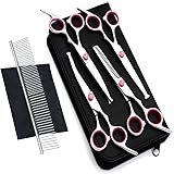 Newaner Hundeschere Set Profi, Hunde Schere aus Edelstahl mit Runder Sicherheitsspitze, Fellschere...