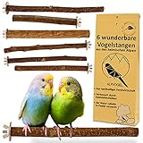 6 Natur Sitzstangen: für Wellensittich, Kanarienvogel, Nymphensittich. VERBESSERT: Edelstahl...