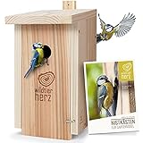 wildtier herz | Nistkasten Natur für Blaumeisen & kleine Meisenarten aus Massiv-Holz - verschraubt,...