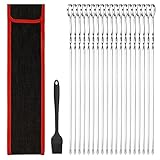 Herogo Grillspieße Edelstahl, 20 Stück Schaschlikspieße mit Silikonölbürste und Nylontasche,...